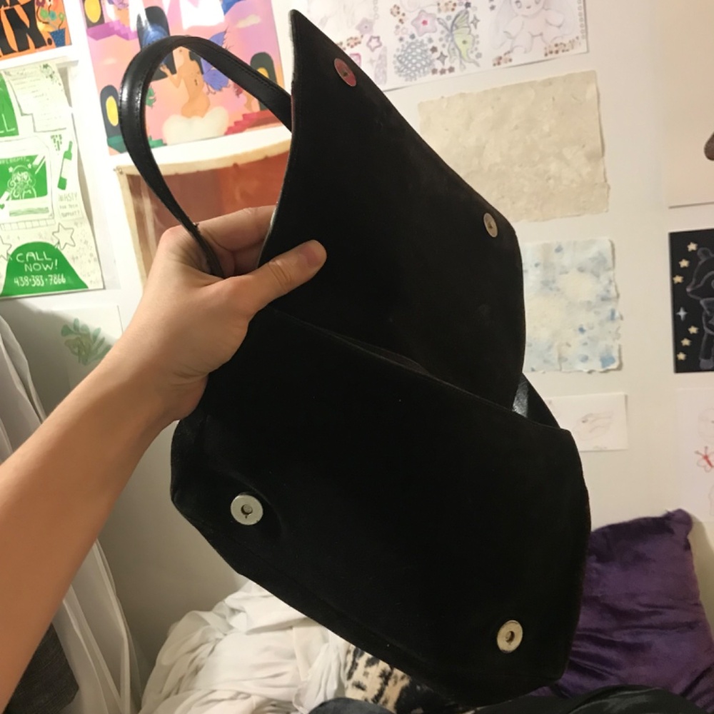 Suede and pony fur vintage shoulder bag - Picture 7 of 9